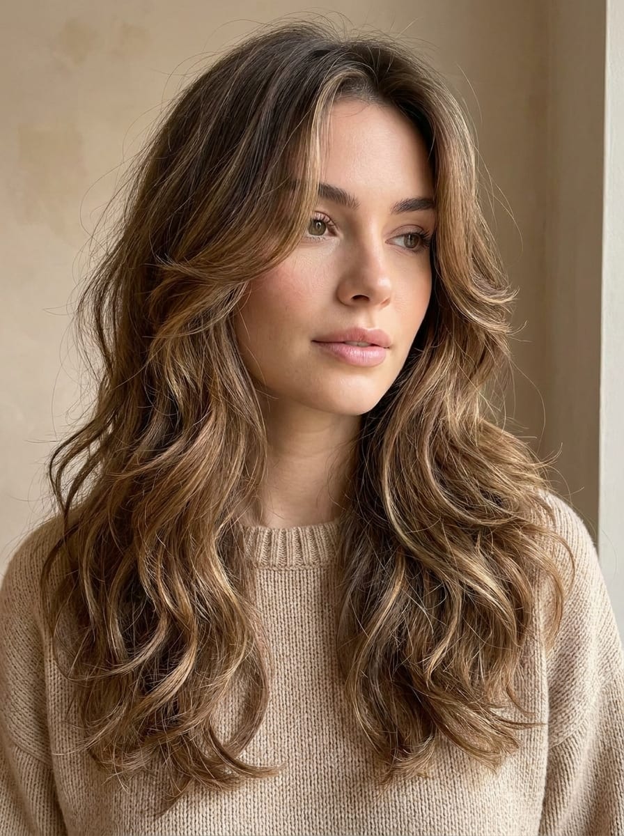 Butterfly Cut für lange Haare - Stufenschnitt lange Haare